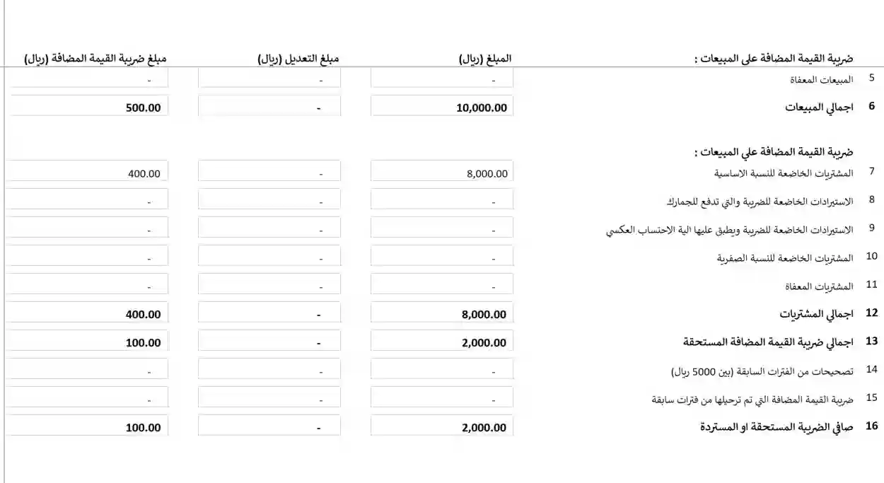 نموذج الإقرار الضريبي في السعودية