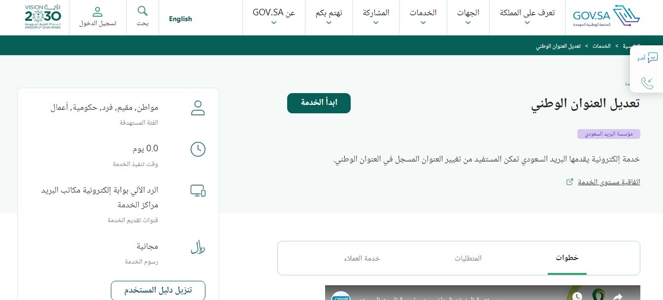 خطوات تحديث العنوان الوطني في البريد السعودي